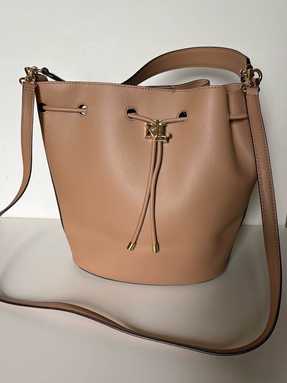 Ralph Lauren Leather Andie Drawstring Bag